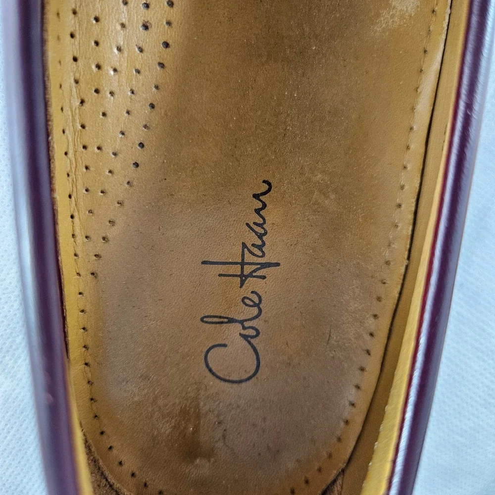Cole Haan Men's 9D Burgundy Leather Kiltie Penny Loafers Pinch Buckle Fringe
